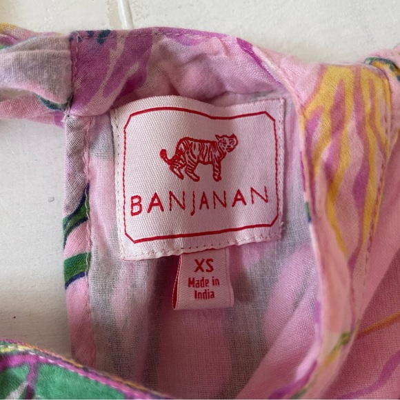 BANJANAN WOMEN'S LILIAN DRESS PINK FLORAL BIRDS BUTTERFLIES RUFFLED DRESS SZ XS - Picture 6 of 10